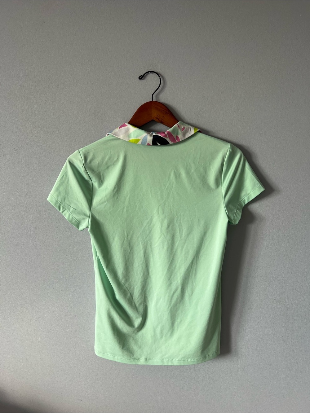 Tommy Bahama Mint Green Short Sleeve Polo with Floral Print Collar - Picture 4 of 4